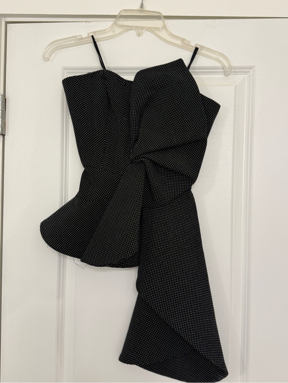 KEEPSAKE the Label Black Polka Dot Strap Top with Bow Accent